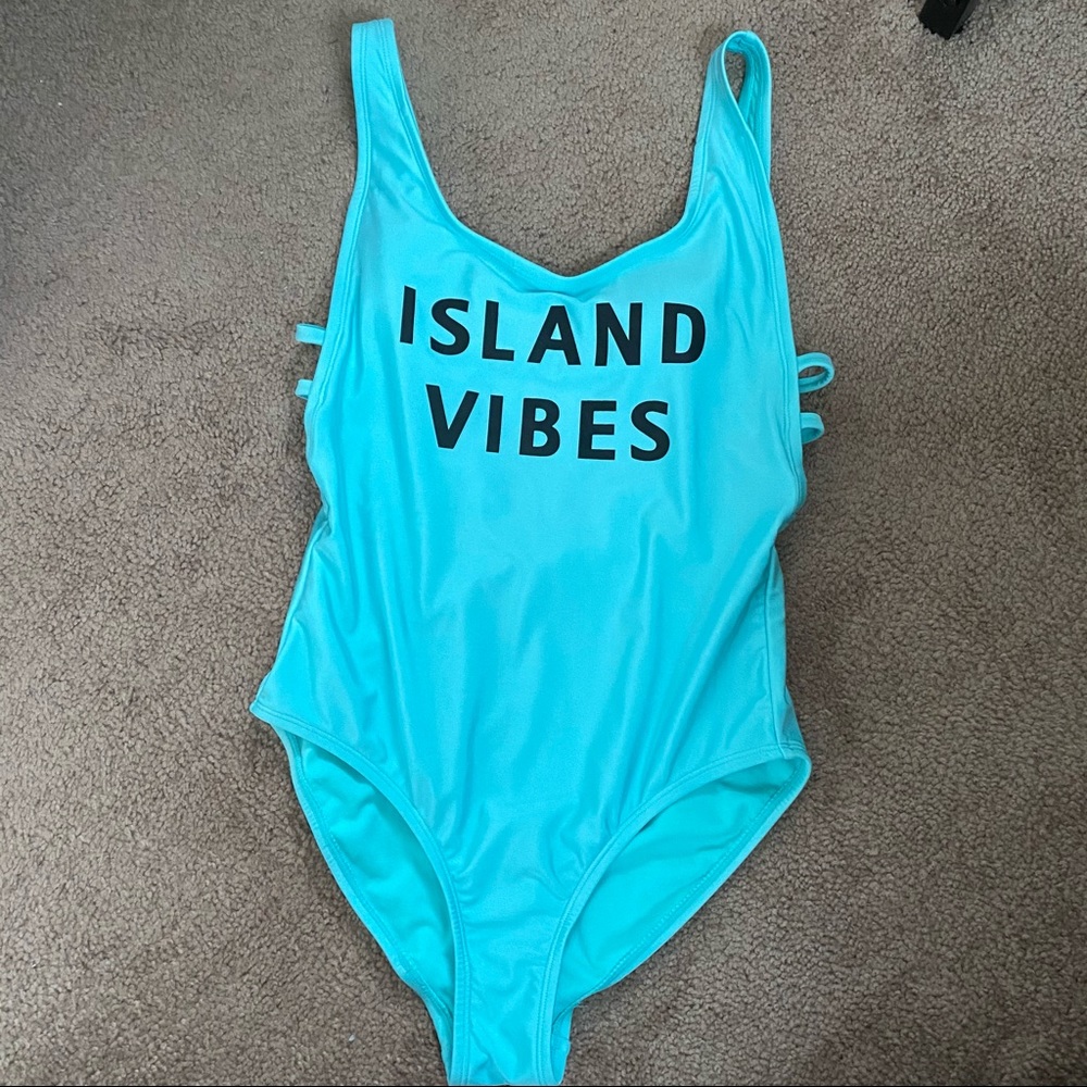 Teal Island Vibes One Piece Swimsuit - like new